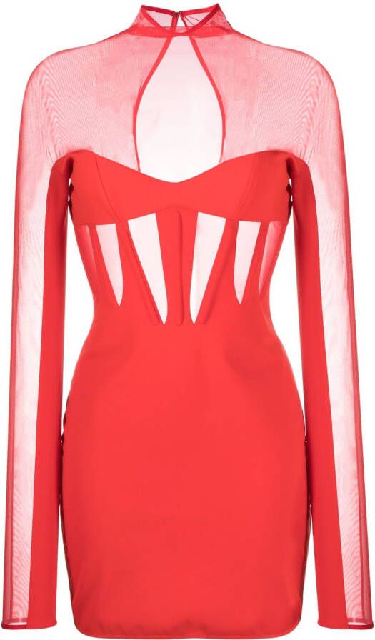 Mugler Mini-jurk met hoge hals Rood