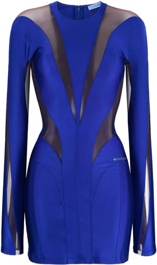 Mugler Mini-jurk met mesh Blauw