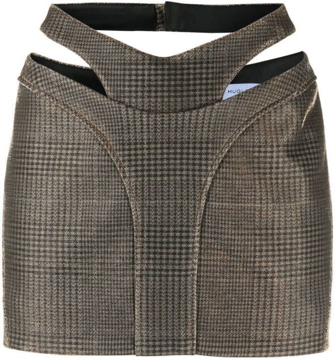 Mugler Geruite mini-rok Bruin