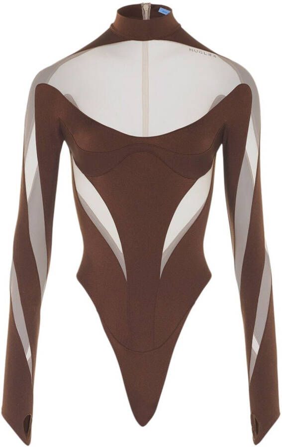 Mugler Body met lange mouwen Bruin