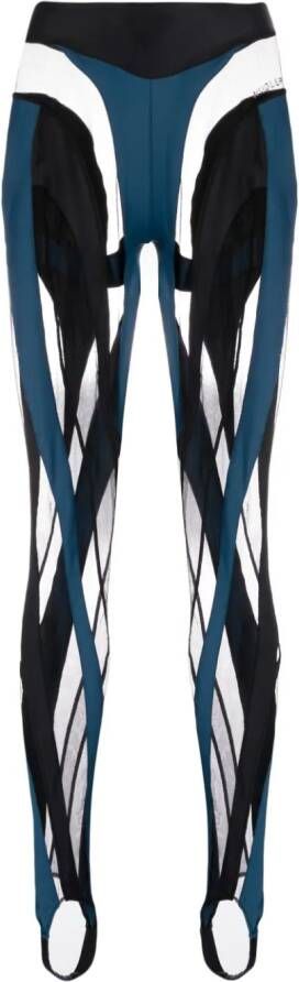 Mugler Spiral panelled leggings Blauw