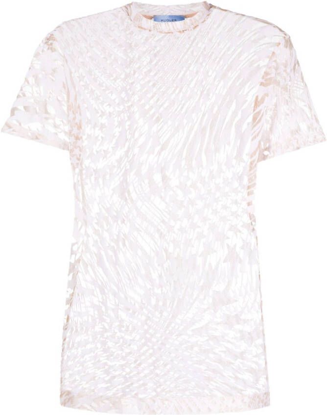 Mugler T-shirt met sterprint Beige