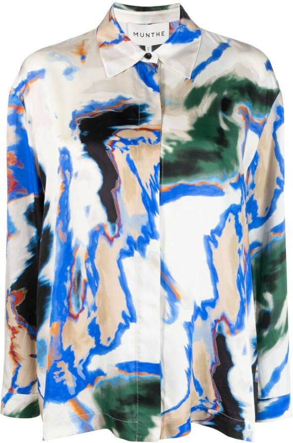 MUNTHE Blouse met abstracte print Beige