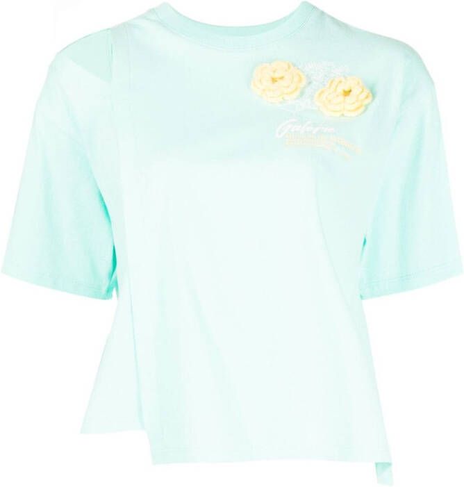 Musium Div. T-shirt met gehaakte bloemen Groen