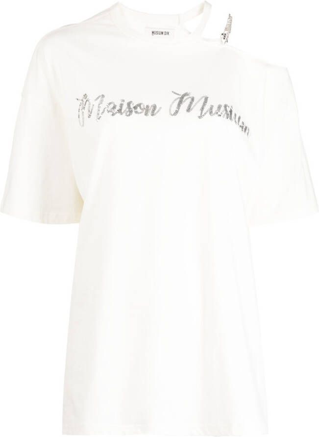 Musium Div. T-shirt met verfraaid logo Wit