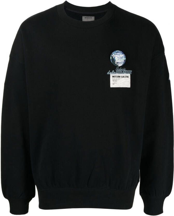 Musium Div. Sweater met logopatch Zwart