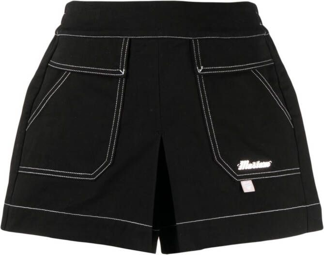 Musium Div. Shorts met logoplakkaat Zwart