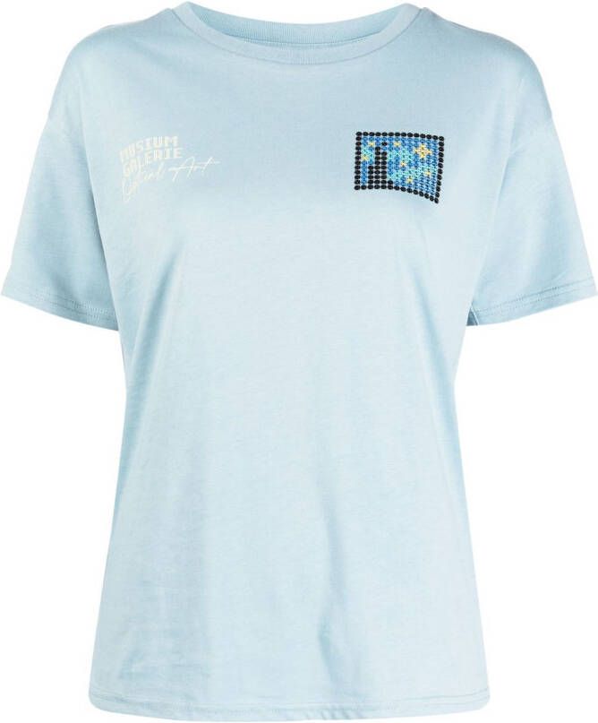 Musium Div. T-shirt met borduurwerk Blauw
