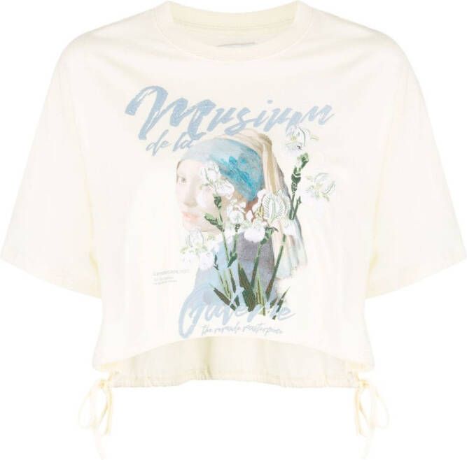 Musium Div. T-shirt met grafische print Geel