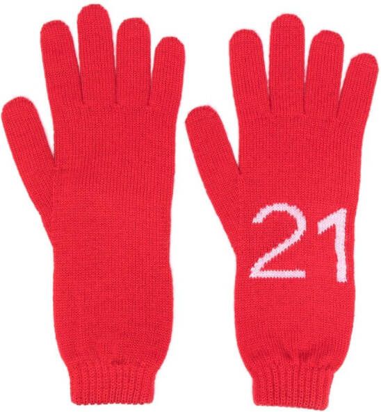 Nº21 Kids Intarsia handschoenen Rood