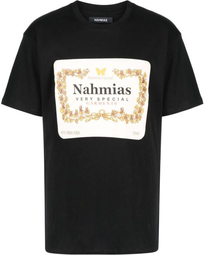 Nahmias T-shirt met ronde hals Zwart
