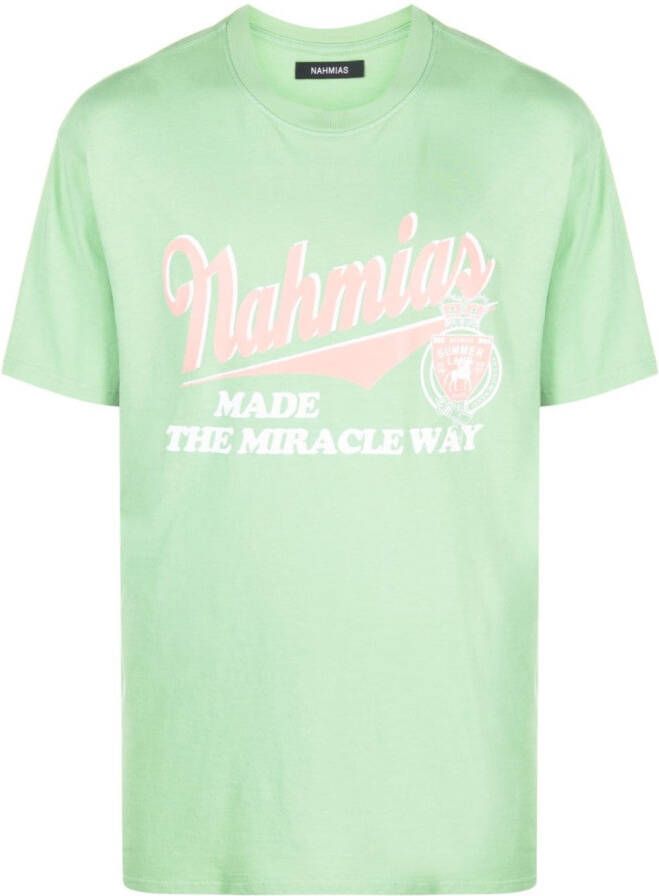 Nahmias T-shirt met logoprint Groen