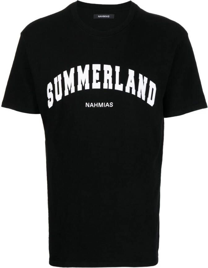 Nahmias T-shirt met logoprint Zwart
