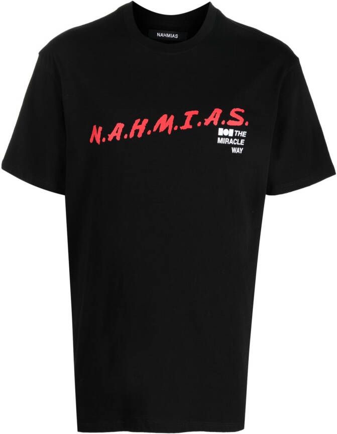 Nahmias T-shirt met logoprint Zwart