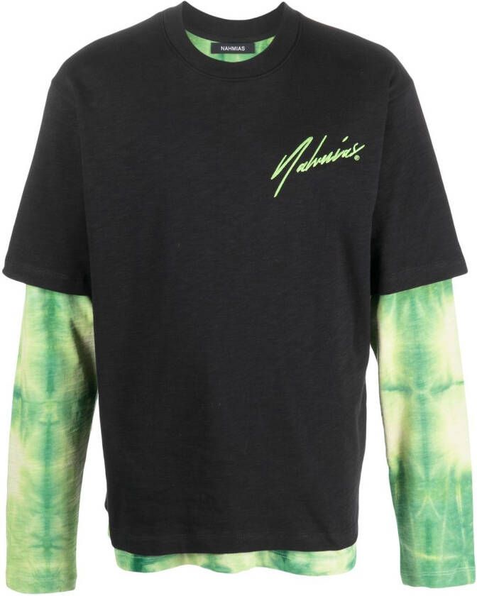 Nahmias T-shirt met logoprint Zwart