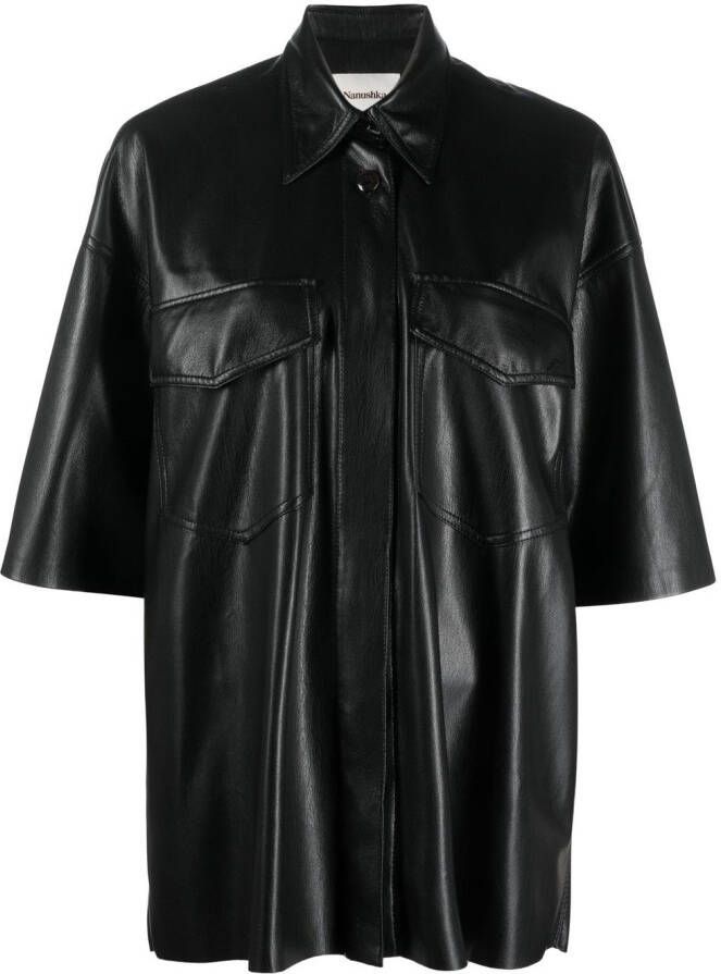 Nanushka Blouse met korte mouwen Zwart