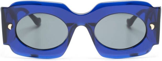 Nanushka Cathi zonnebril met vierkant montuur Blauw