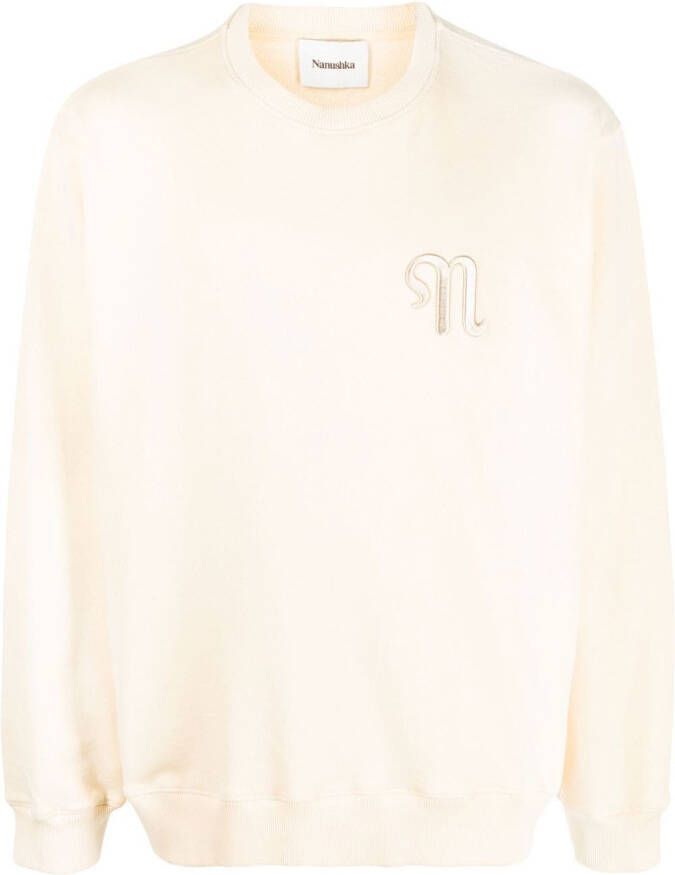 Nanushka Sweater met geborduurd logo Beige
