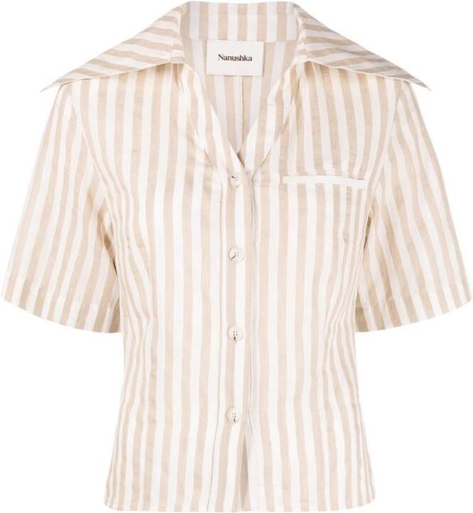Nanushka Gestreepte blouse Beige
