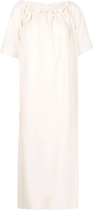 Nanushka Maxi-jurk met gesmockte hals Wit