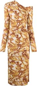 Nanushka Midi-jurk met abstracte print Geel