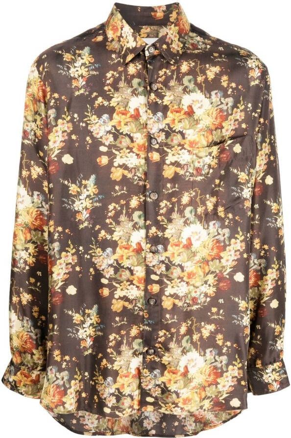 Nanushka Pyjamashirt met bloemenprint Bruin