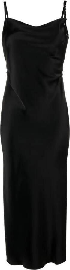 Nanushka Satijnen midi-jurk Zwart