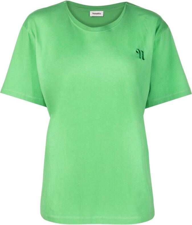 Nanushka T-shirt met geborduurd logo Groen