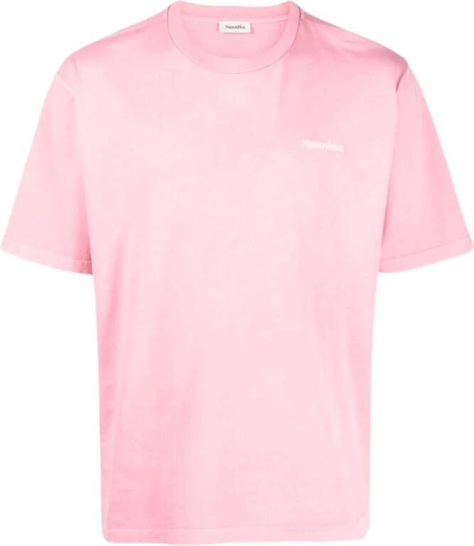 Nanushka T-shirt met geborduurd logo Roze