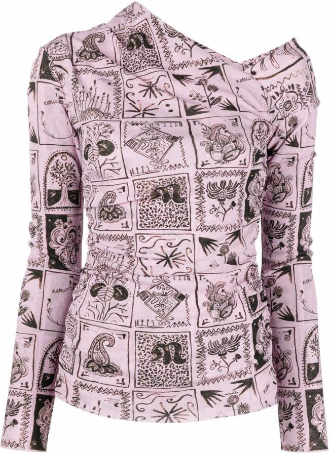 Nanushka Top met asymmetrische hals Roze