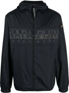 Napapijri logo-patch hooded jacket Zwart