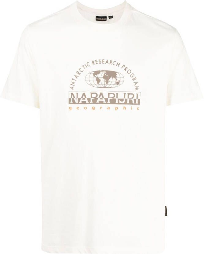 Napapijri T-shirt met logoprint Beige