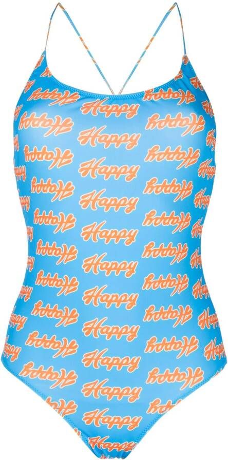 Natasha Zinko Badpak met print Blauw