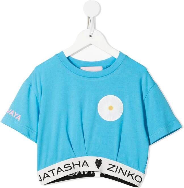 Natasha Zinko Kids T-shirt met bloe print Blauw