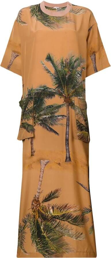 Natasha Zinko Maxi-jurk met palmboom print Beige