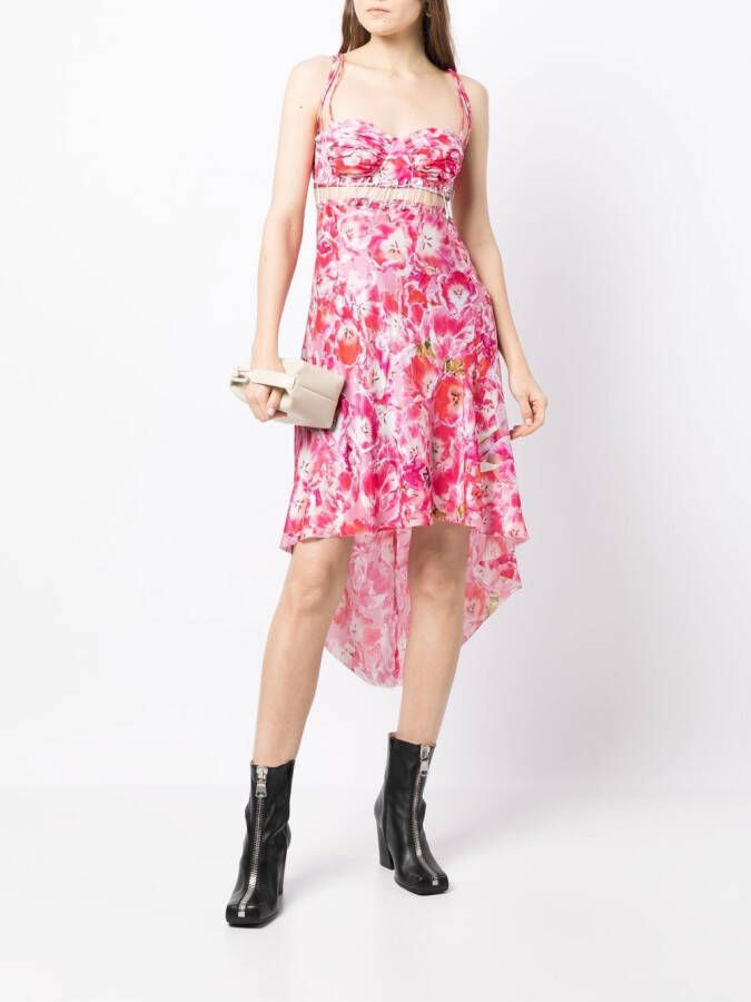 Natasha Zinko Midi-jurk met bloemenprint Roze