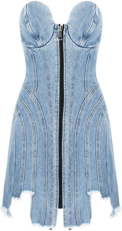 Natasha Zinko Mini-jurk met asymmetrische afwerking Blauw