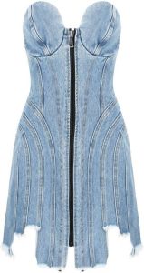 Natasha Zinko Mini-jurk met asymmetrische afwerking Blauw