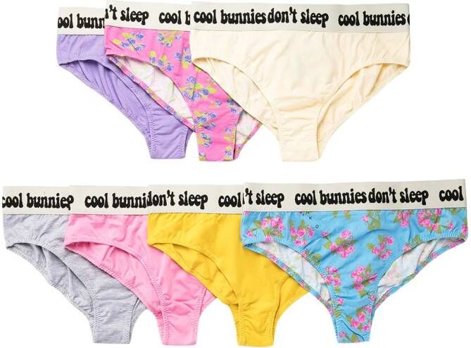 Natasha Zinko Slips met tekst ( set van 7) Veelkleurig