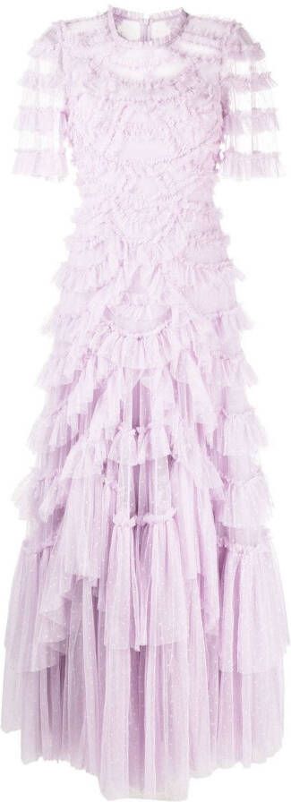 Needle & Thread Avondjurk met ruche Paars