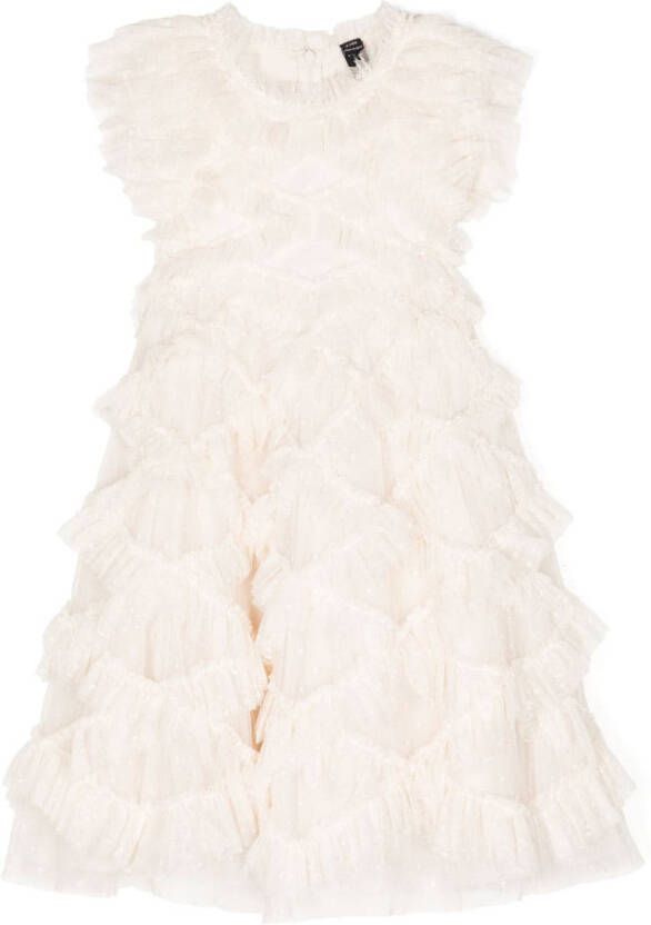 NEEDLE & THREAD KIDS Jurk met ruches Wit