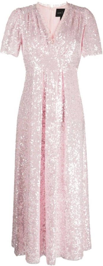 Needle & Thread Midi-jurk verfraaid met pailletten Roze