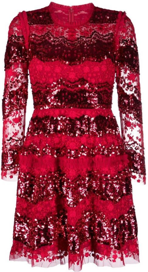 Needle & Thread Mini-jurk verfraaid met pailletten Rood