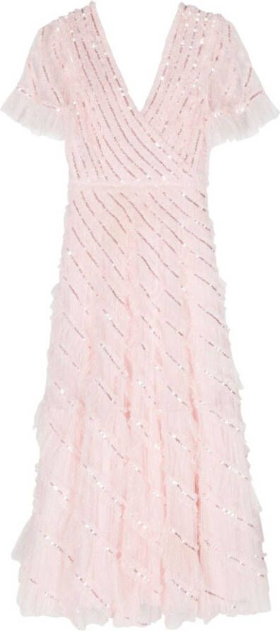 Needle & Thread Spiral mini-jurk met pailletten Roze