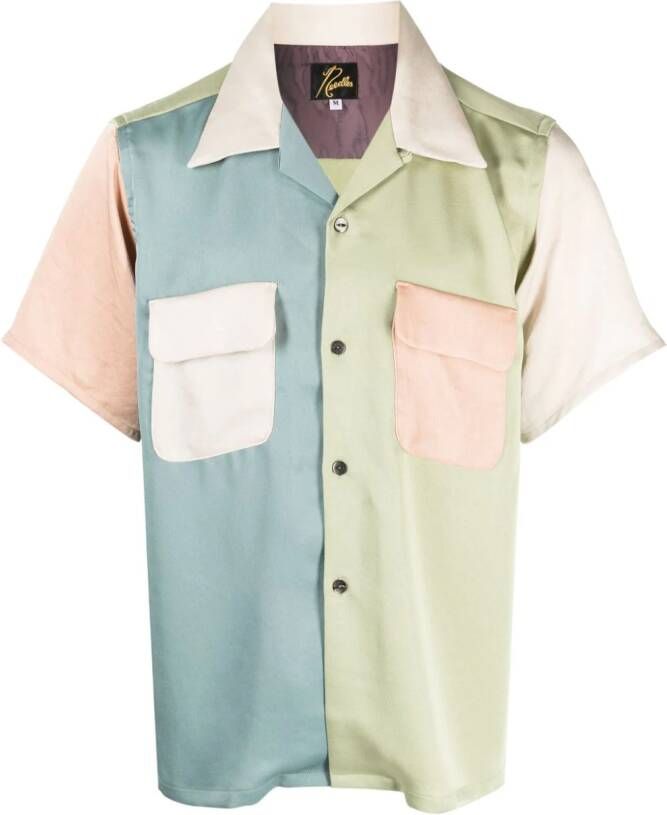 Needles Overhemd met colourblocking Groen