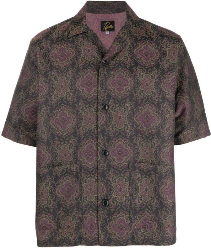 Needles Overhemd met geometrische print Zwart