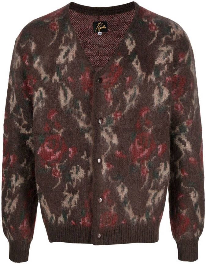 Needles Vest met V-hals Bruin