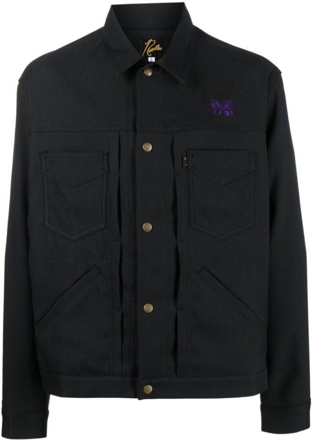Needles Shirtjack met geborduurde vlinder Zwart