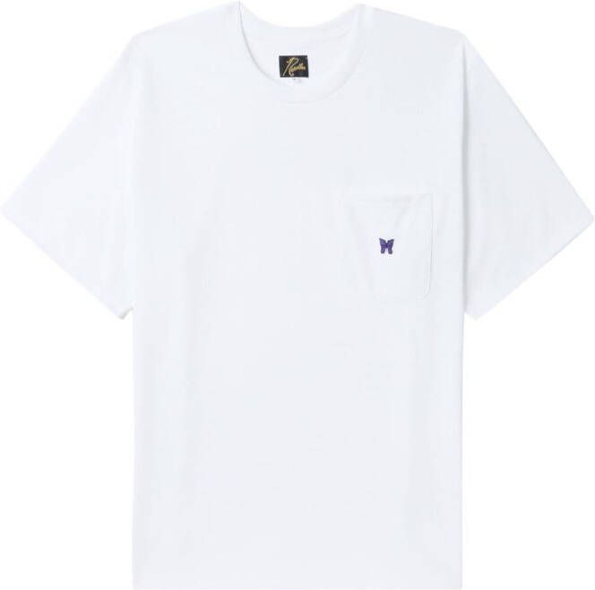 Needles T-shirt met geborduurd logo Wit
