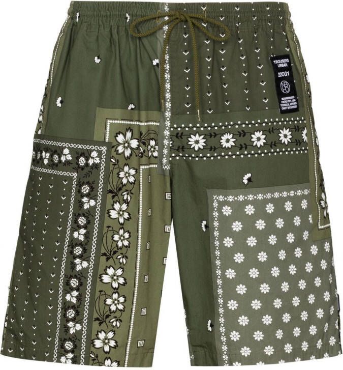Neighborhood Bermuda shorts met patchwork Groen